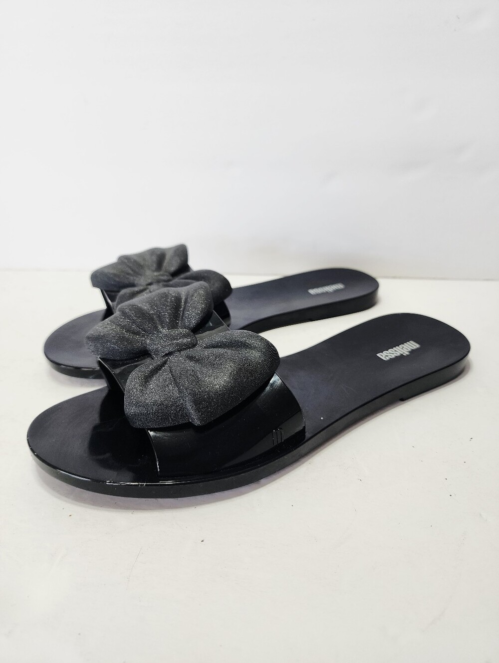 Melissa Black Bow Slide Sandals Size 9 - Picture 2 of 6